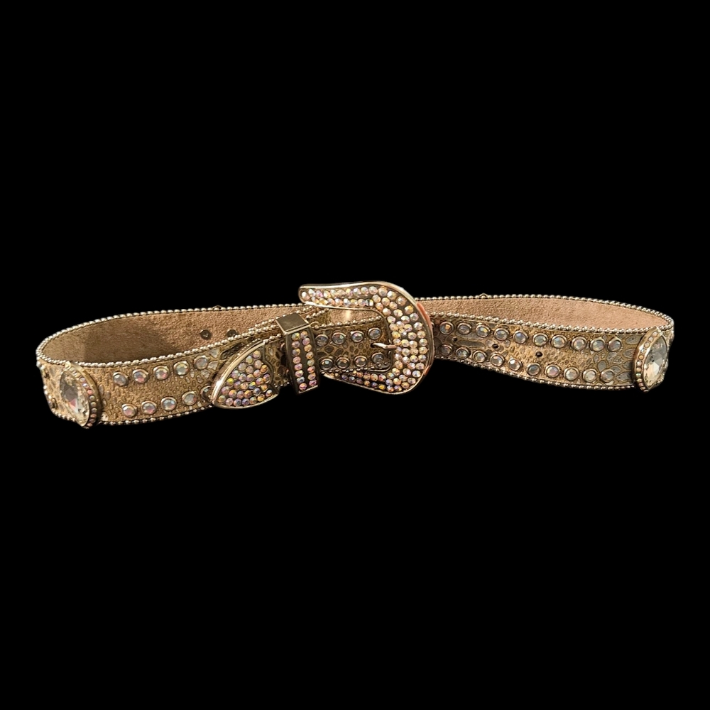 Gold Rhinestone Embellished Belt - Picture 2 of 6